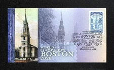 2025 World Stamp Show Boston 2026 FDC: Old North Church Stamp: ONC: Ciccolella