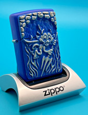 Image of Brand New 2017 ZIPPO Lighter BLUE DEVIL Unusual Custom Design Emblem Blue Case