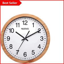 10" Holzmaserung runde Wanduhr - Retro leise Uhr für Wohnkultur