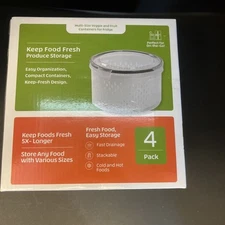 4 Pack Fruit Storage Containers with Lids Produce Saver Container for Fridge