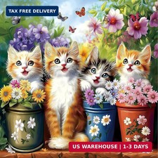 Diamond Painting Kits for Adults - Cat Flower Diamond Art Kits for Adults DIY
