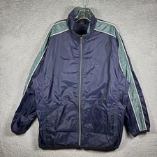 Nike Vintage Windbreaker Jacket Mens XXL Navy Blue Green Stripe Full Zip Y2K 90s