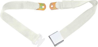 White 2 Point Lap Belt with Lift Style Chrome Buckle