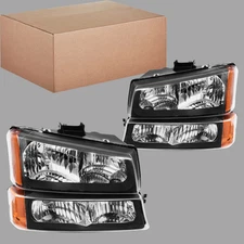 Headlights Assembly For 2003-06 Chevy Silverado 1500 2500 3500 Bumper Lamps