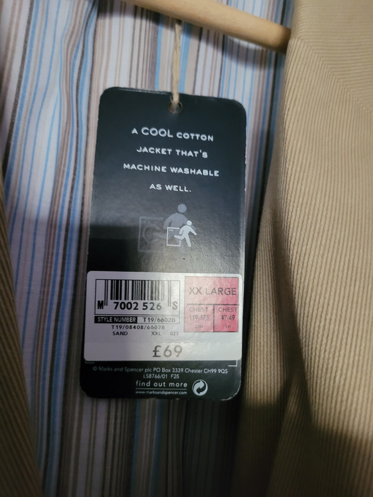 M & S Blue Harbour men's Cream cotton corduroy jacket  - NEW - 2XL - RRP £69 image 4