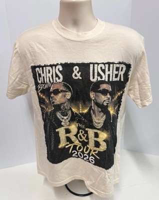 Chris Brown - Usher, R & B 2026 Tour Graphic Crew Neck T Shirt Sz. XL , NWOT