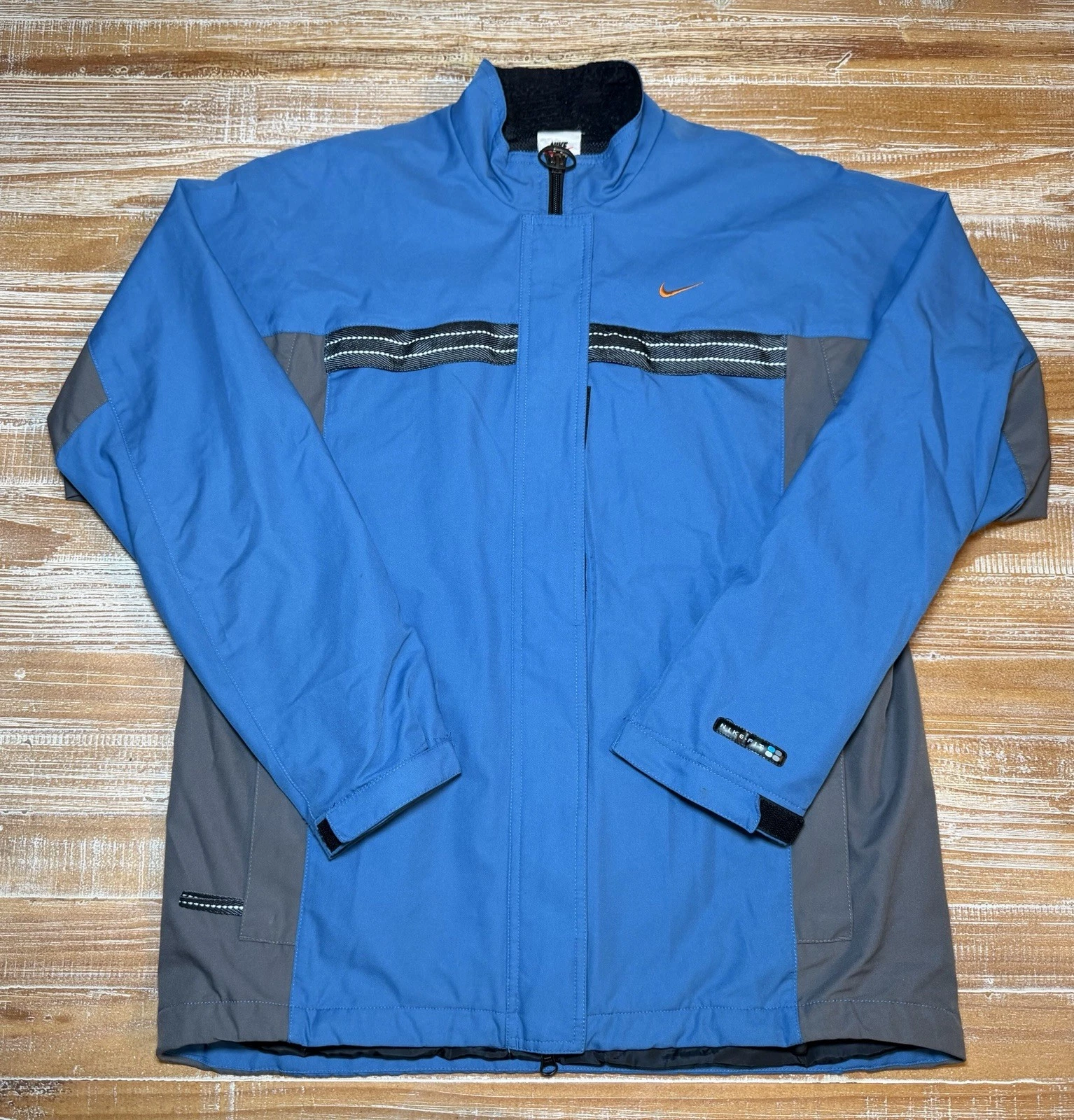 Vintage 90s Nike Jacket Full Zip Windbreaker Size Medium Blue