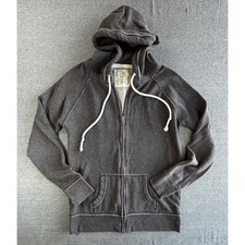 Aerie Womens Full Zip Hoodie Charcoal Gray Contrast Stitch Raglan Sweatshirt M
