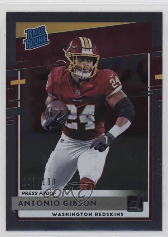 2020 Panini Donruss Rated Rookie Press Proof Silver 7/100 Antonio Gibson 04yp