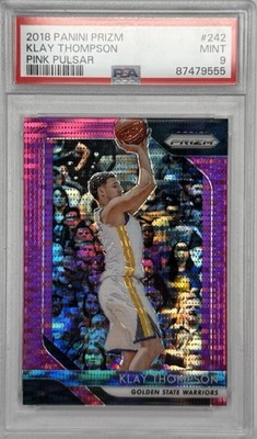 Klay Thompson 2018 Prizm Pink Pulsar PSA 9 #/42 Pop 2 Warriors Mavs SP #242 SSP