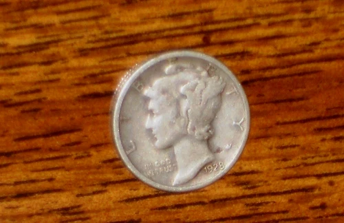 1928-S SILVER MERCURY DIME - GRADES "FINE"