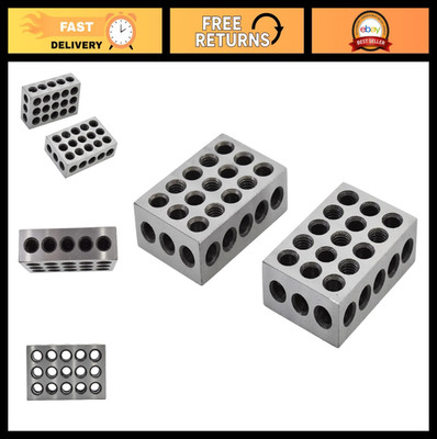 Precision Machinist Setup Blocks - 1x2x3 Inch, 23 Holes, Hardened Steel HRC 57-6