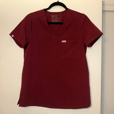 Figs Women  s Small Catarina Scrub Shirt Short Sleeve V Neck Line Pocket EUC