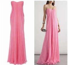 Alexander McQueen Silk bustier Pink Gown long dress IT46/US10 Runs small