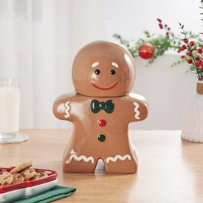 Holiday Time Ceramics Gingerbread Man Cookie Jar, NEW