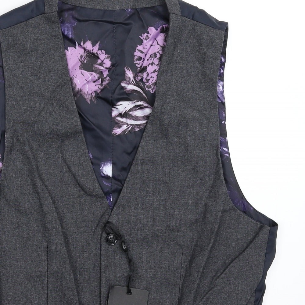 Lipsy Mens Jacket Suit Waistcoat Size 36 Grey image 4