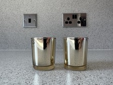 Two Gold Glass Tea Light Holders