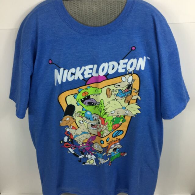 Nickelodeon t-shirt - Columbia blue with logo 0n front - Size XL | eBay