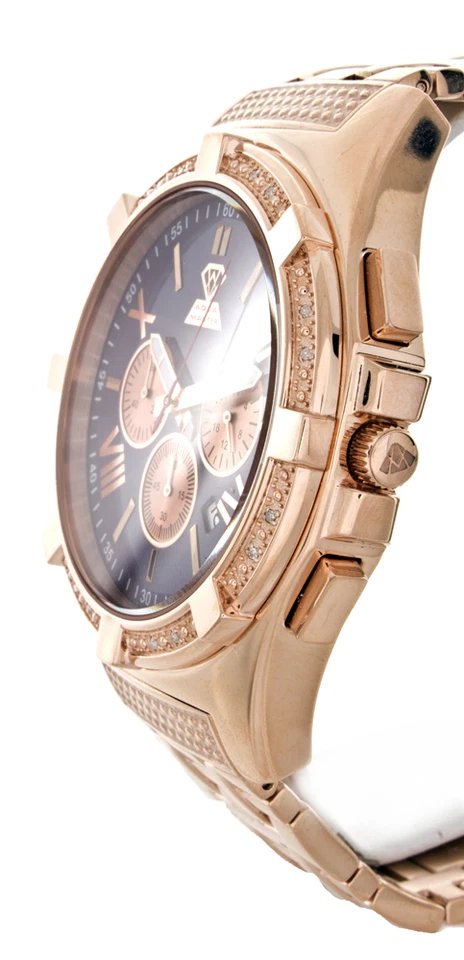 Reloj Aqua Master W#348 Schaffhausen cronógrafo esfera azul oro rosa acero inoxidable Foto 2 de 3