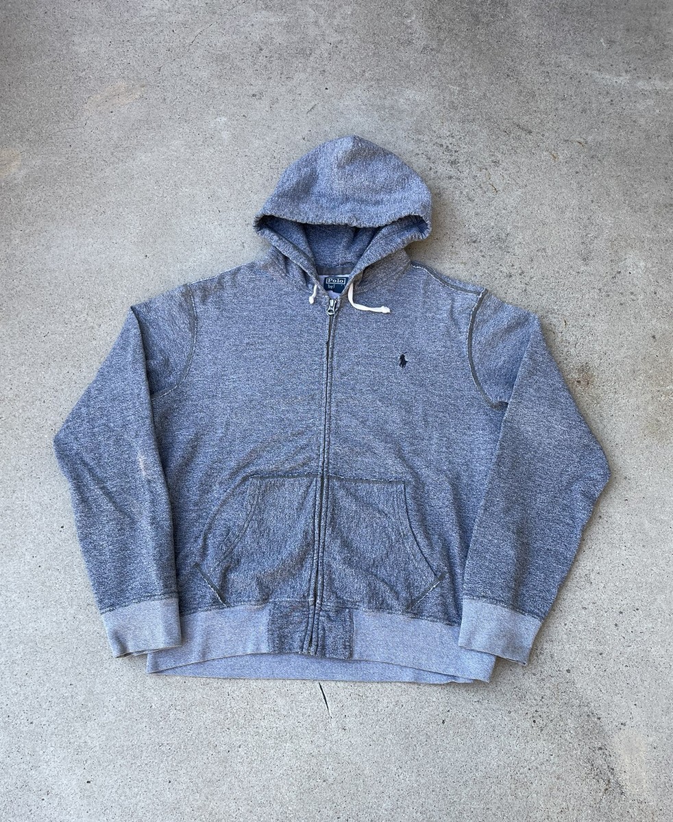 Vintage 80's Polo Ralph Lauren Gray Talon Zip Up Drawstring Hoodie