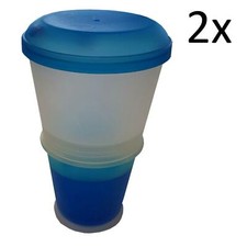 2 x CEREAL TO GO POTS with LID breakfast container travel work office caravan