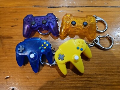 4x Controller Style Key Ring - N64 & PS2 - Nintendo 64 & Playstation 2 - New!