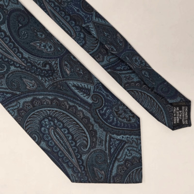 LEONARDO STRELLI TIE RACK SILK TIE GREEN GRAY PAISLEY LUXURY ITALY 3.5'' X 55''