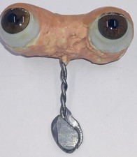 Vintage German Antique Hand Blown Rocker Glass Doll Eyes Brown 10mm