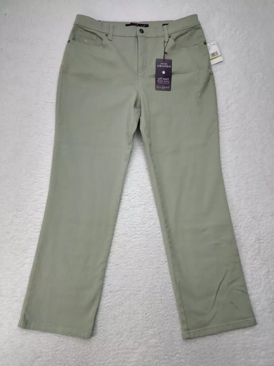 Gloria Vanderbuilt Womens Amanda Green Pants High Rise Petite Size