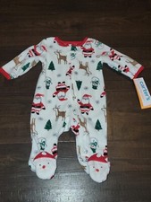 Baby Santa Fleece Romper Pjs Christmas Carter's Footed Sz NB 3 6 Months Outfit