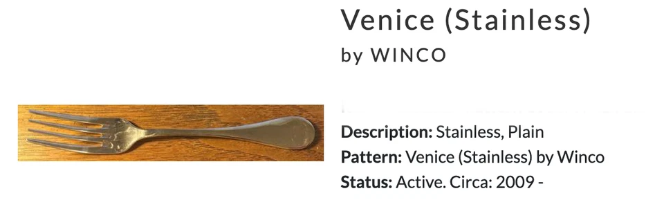 Venice (ino inoxidable) de Winco 18/10 acero inoxidable, juego liso 32 piezas cuchillos y tenedores Foto 3 de 4