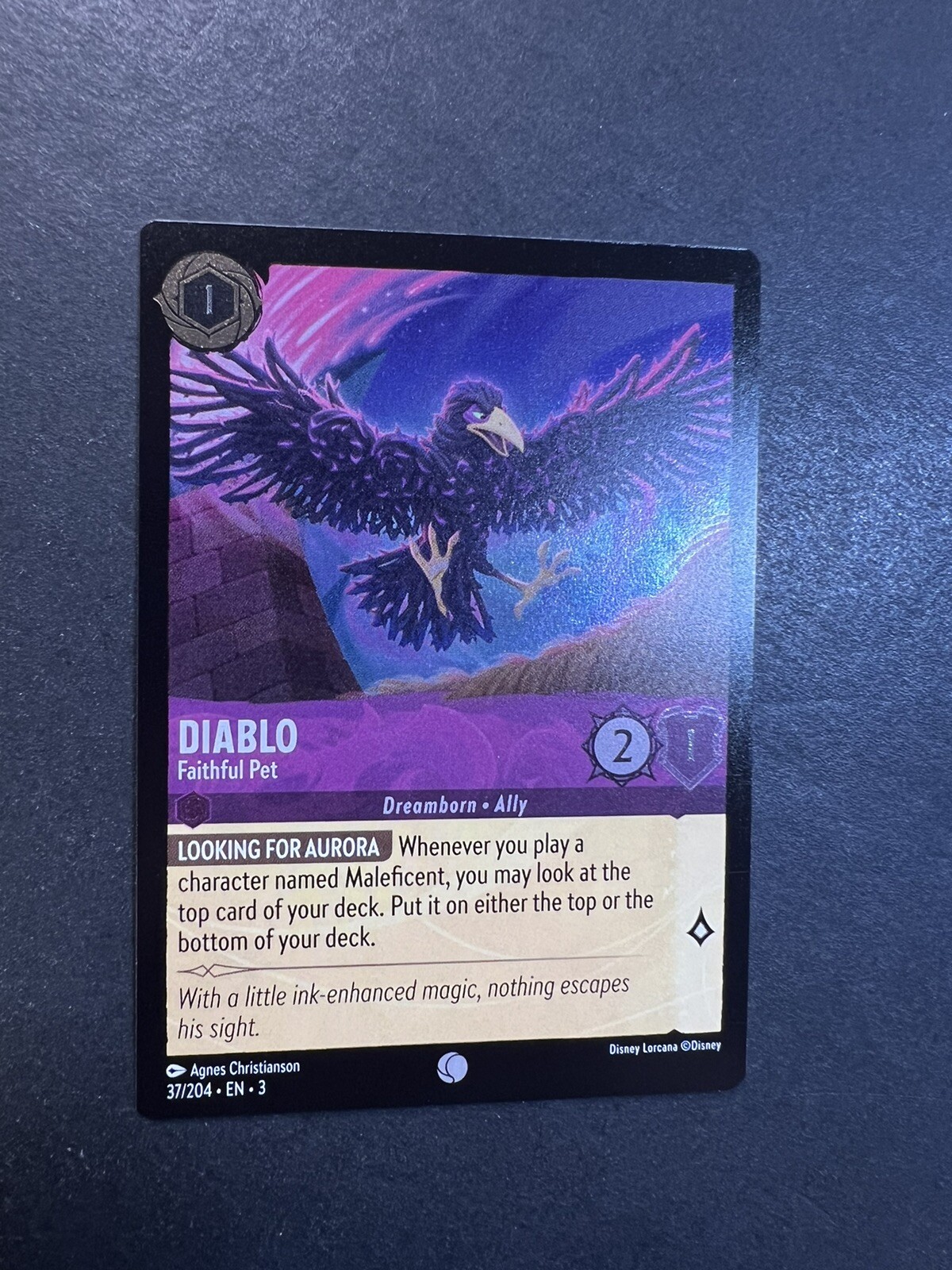 Disney Lorcana Into the Inklands Diablo Faitful Pet Cold Foil 37/204 - MINT