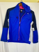 NEW RUSSELL Boys Girls Mixed Media Zip Up Nylon Windbreaker Jacket Blue U Pick