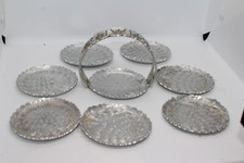 VINTAGE SET of SEVEN WILD ROSE COASTERS  with HOLDER CONTINENTAL SILVER CO.