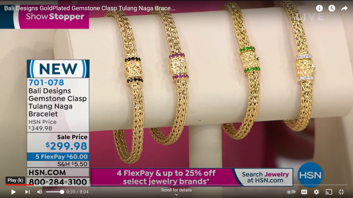 Bali Designs Sterling Silver 14k Gold clad Gem Clasp Tulang Naga