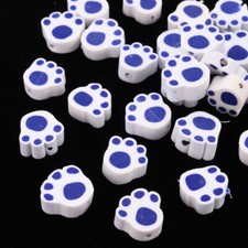 Paw Print, Handmade Polymer Clay Beads, Various Colours, 5,10.