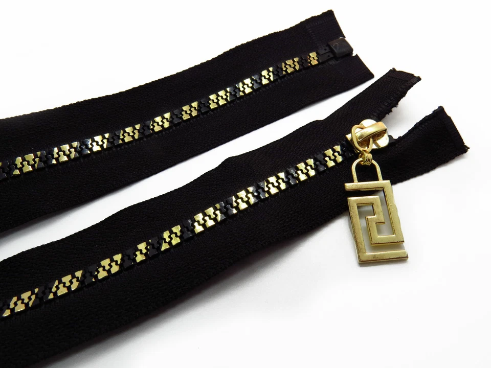 Knöchel Reißverschluss 16–80 cm Gr.5 Schwarz/Gold teilbar unteilbar Polyester - Bild 4 von 4