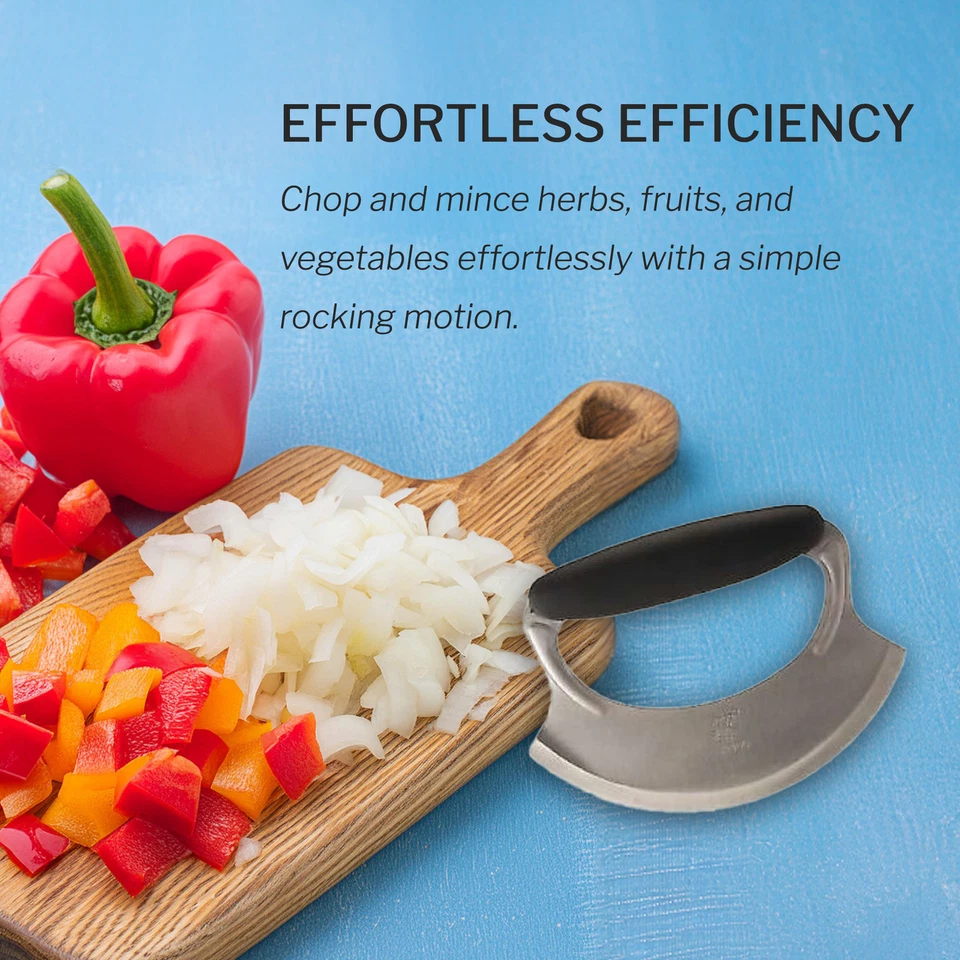 Amco Mezzaluna Acero Inoxidable con Mango de Silicona Antideslizante Plateado Foto 4 de 4