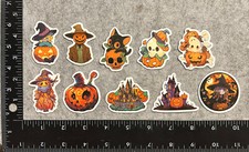 Lot of 10 Assorted Halloween Pumpkin Witch Stickers