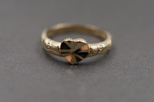 10K Solid Yellow Gold Diamond Cut 5MM Heart Newborn Baby Band Ring. Size 0.5