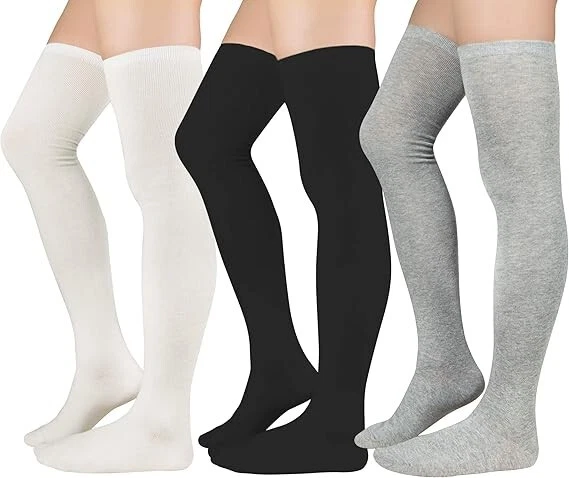 Meias femininas bota longa cor sólida acima do joelho coxa meia escola menina - Imagem 2 de 3