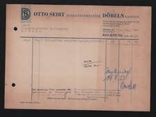 DÖBELN, Rechnung 1953, Otto Seibt Schlossermeister Klingelzug
