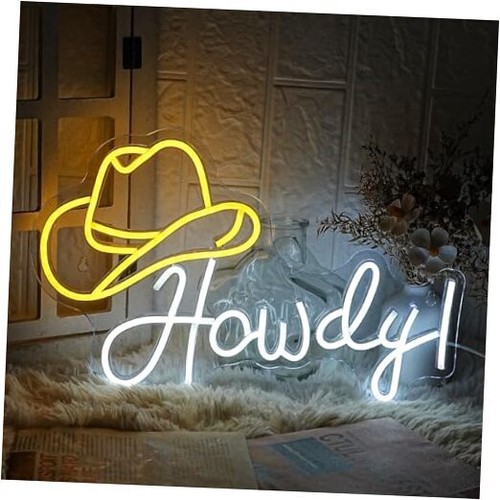 Cowboy Hat Neon Sign Howdy Cowboy Neon Signs Cool LED Neon Lights yellow white