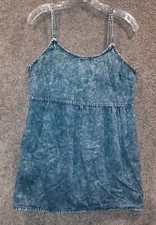 Forever 21 Women's Washed Blue M Dress Short Spaghetti Straps Pre-owned 