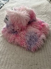 Justice Shaggy Slipper Bootie Faux Fur Girls 5.5 to 7.5 Pink Grip Sole