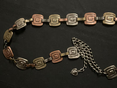 Vintage Retro Chain Link Belt Silver Bronze and Gold Tones  display picture 3
