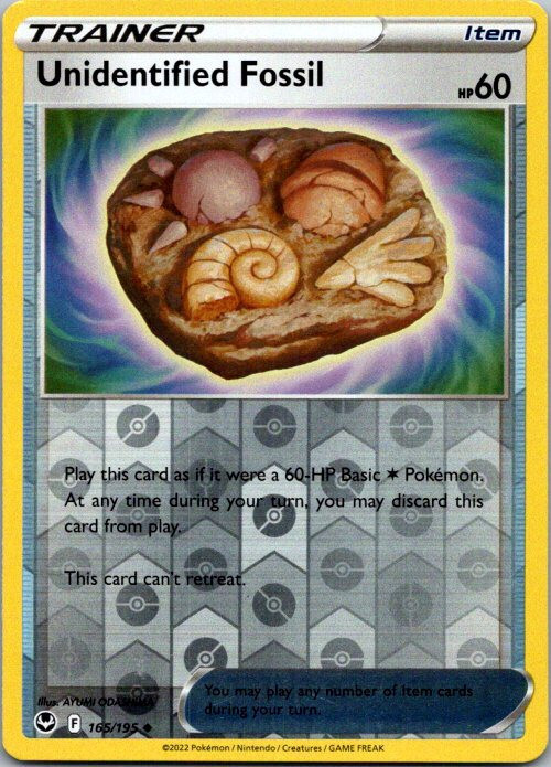 Pokemon Silver Tempest Unidentified Fossil Reverse Holo 165/195