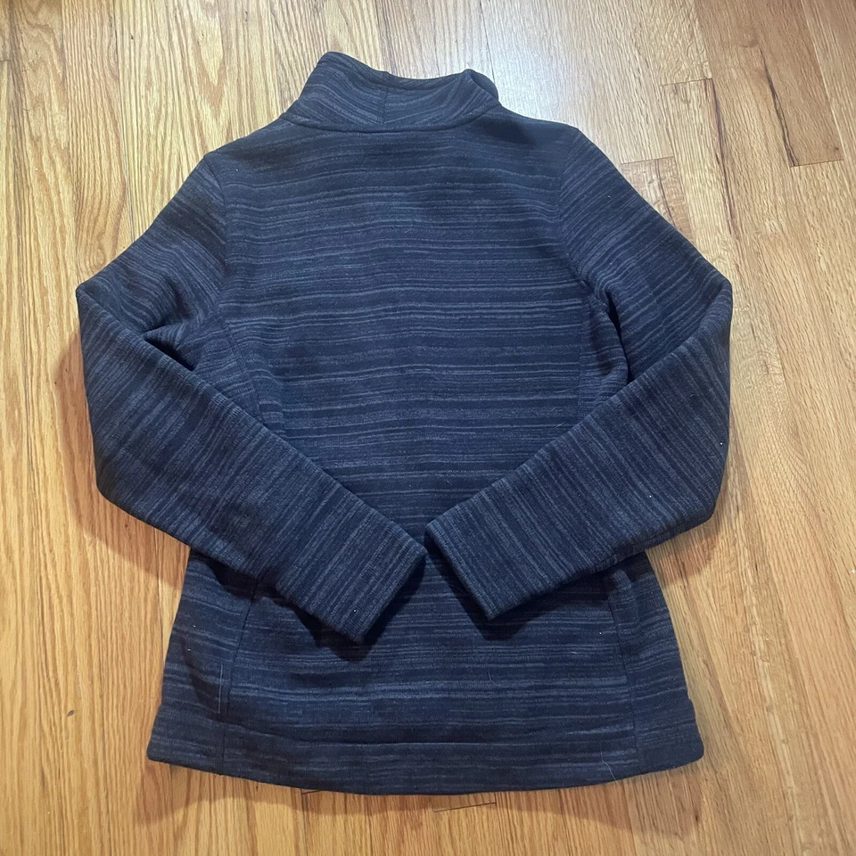 THE NORTH FACE 全拉链绒面革夹克外套女式中号条纹黑色灰色 — 第 4/4 张图片