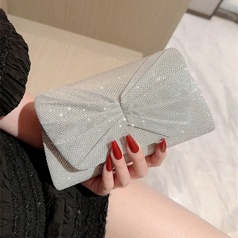 Glitter Silver Evening Bags Chain Shoulder Bag Fashion Dinner Bag Women Ladies