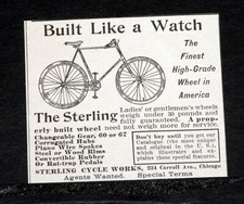 1894 OLD MAGAZINE PRINT AD, THE STERLING BICYCLE, IT'S BUILT LIKE A WATCH!